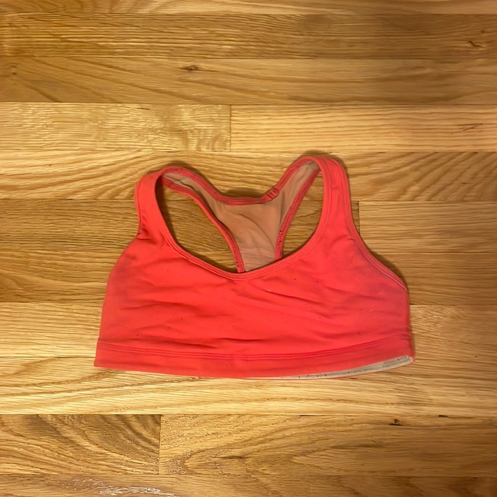 Hot Pink/Red Ruched Racerback Lululemon Sports Bra